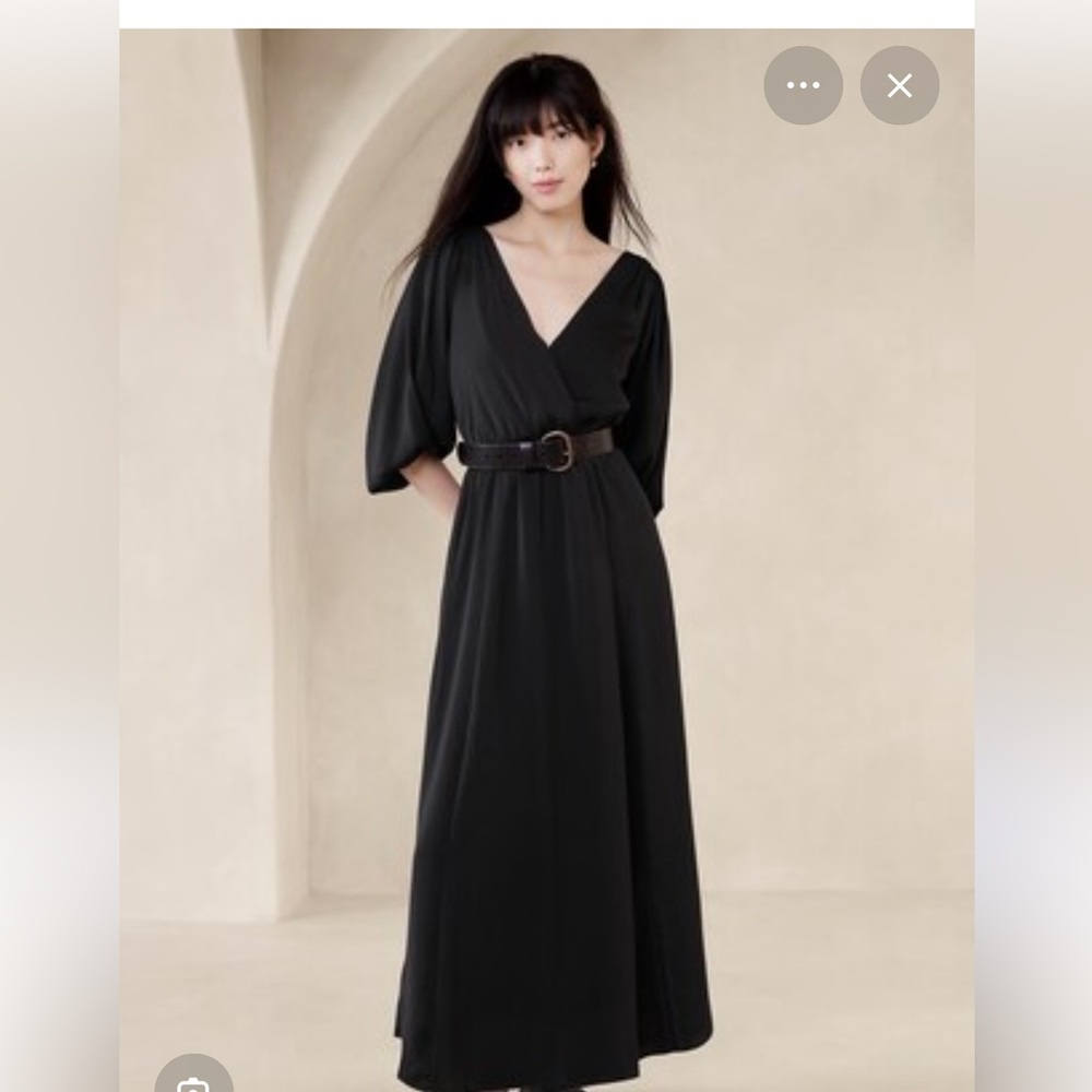 Banana Republic Blouson Satin Balloon Sleeve Maxi Dress